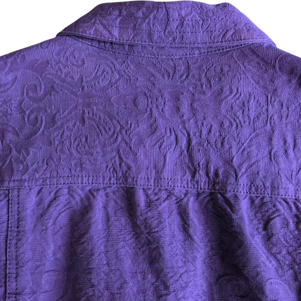 Coldwater Creek Jacket Womens 14P Purple Textured Jacquard Zip Front Petite - Picture 5 of 8
